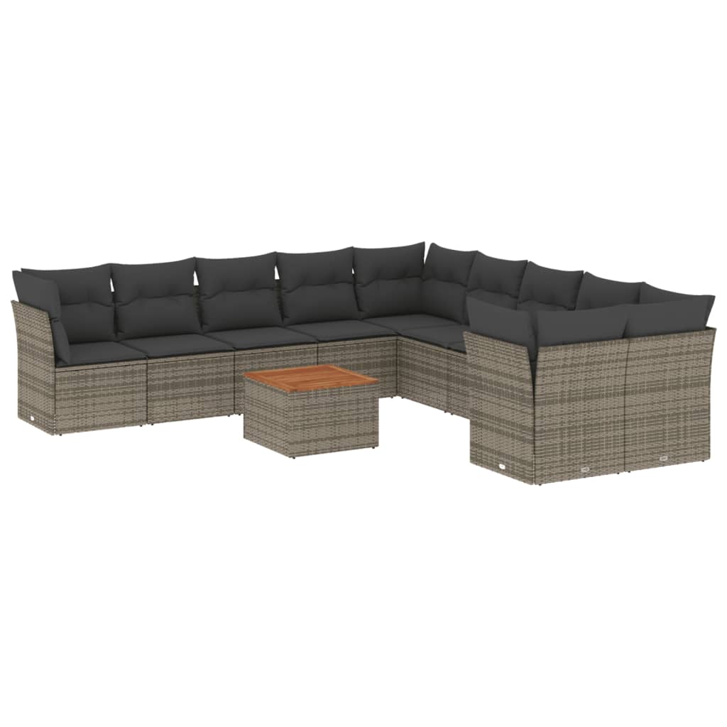Set canapele de grădină cu perne, 11 piese, gri, poliratan GartenMobel Dekor