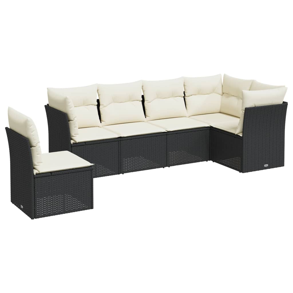 Set mobilier de grădină cu perne, 6 piese, negru, poliratan GartenMobel Dekor