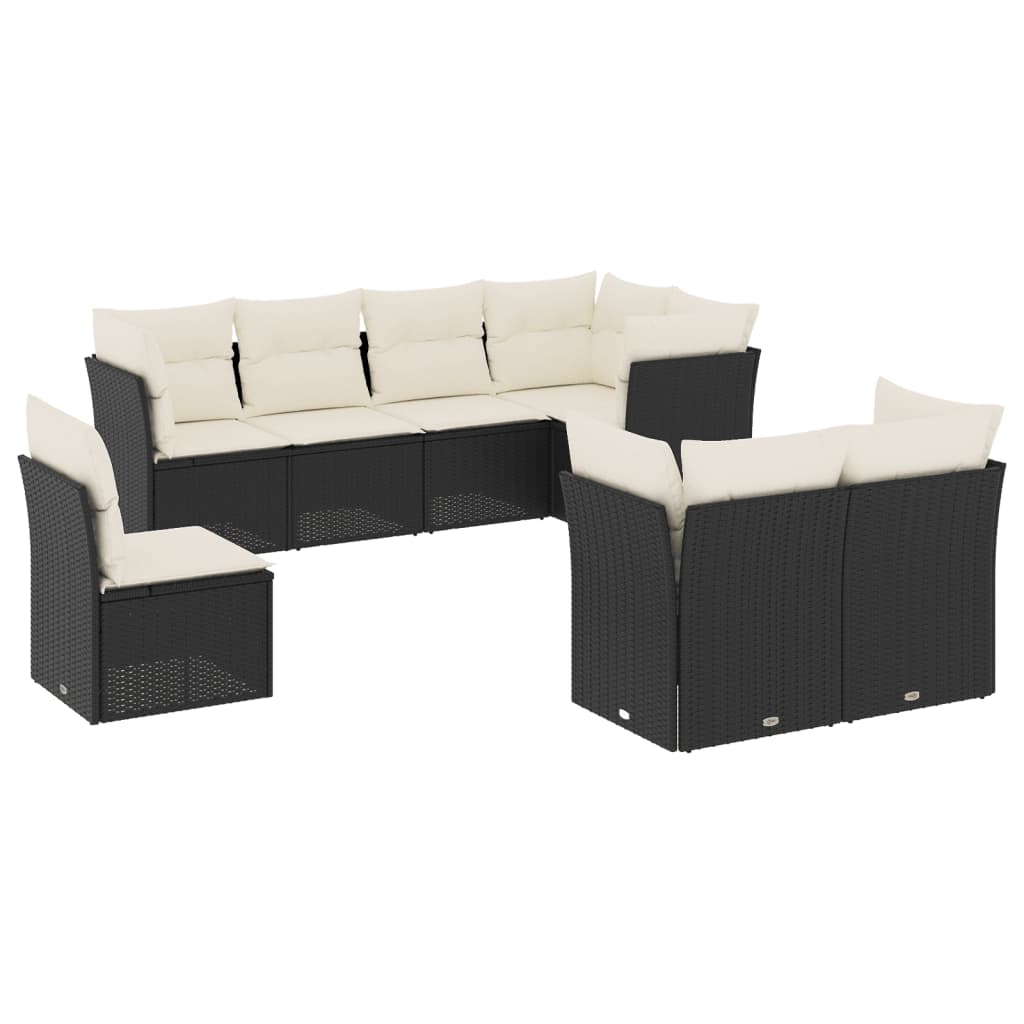 Set mobilier de grădină cu perne, 8 piese, negru, poliratan GartenMobel Dekor