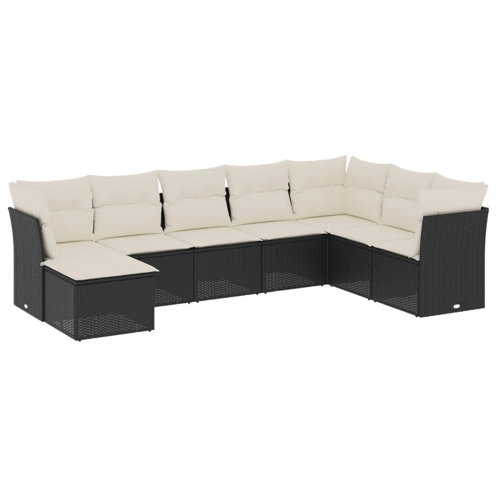 Set mobilier de grădină cu perne, 8 piese, negru, poliratan GartenMobel Dekor