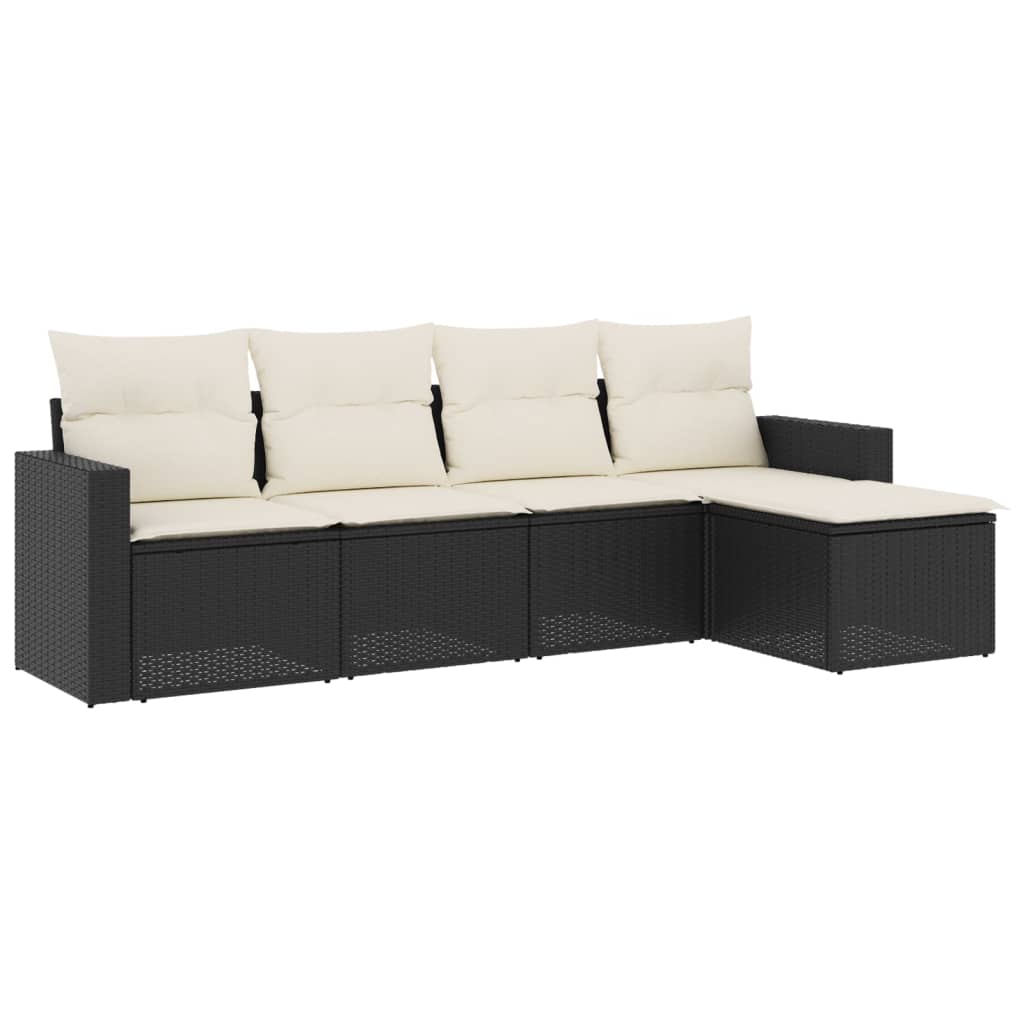 Set mobilier de grădină cu perne, 5 piese, negru, poliratan GartenMobel Dekor