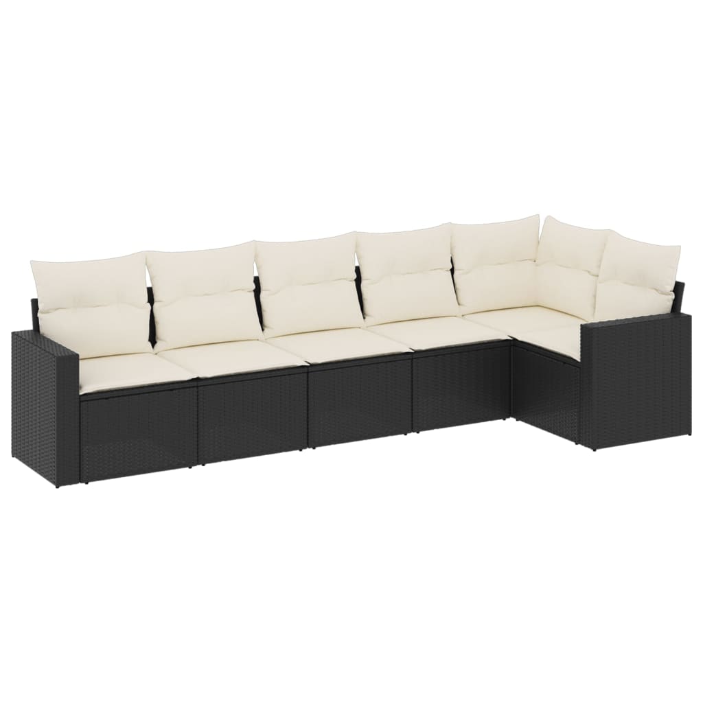 Set mobilier de grădină cu perne, 6 piese, negru, poliratan GartenMobel Dekor