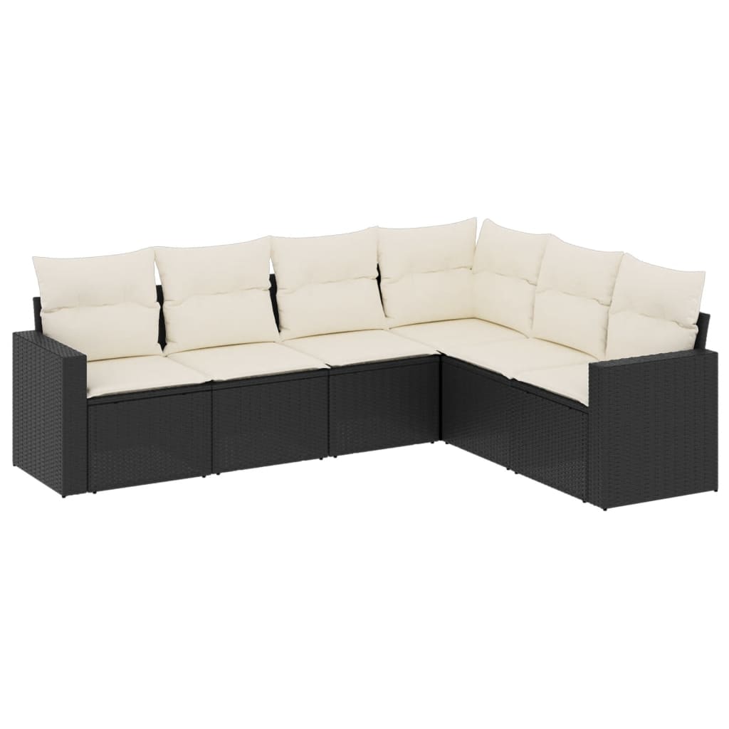 Set mobilier de grădină cu perne, 6 piese, negru, poliratan GartenMobel Dekor