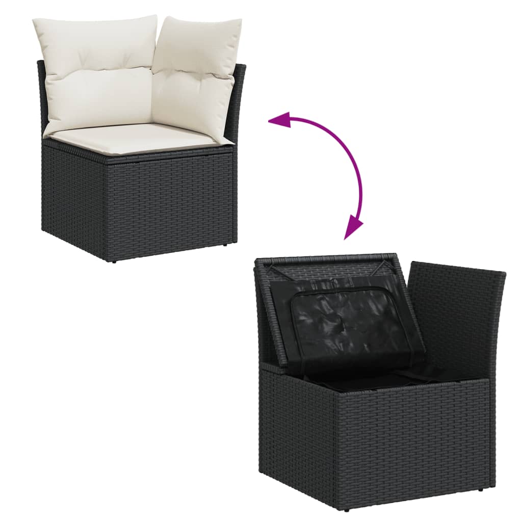Set mobilier de grădină cu perne, 13 piese, negru, poliratan GartenMobel Dekor