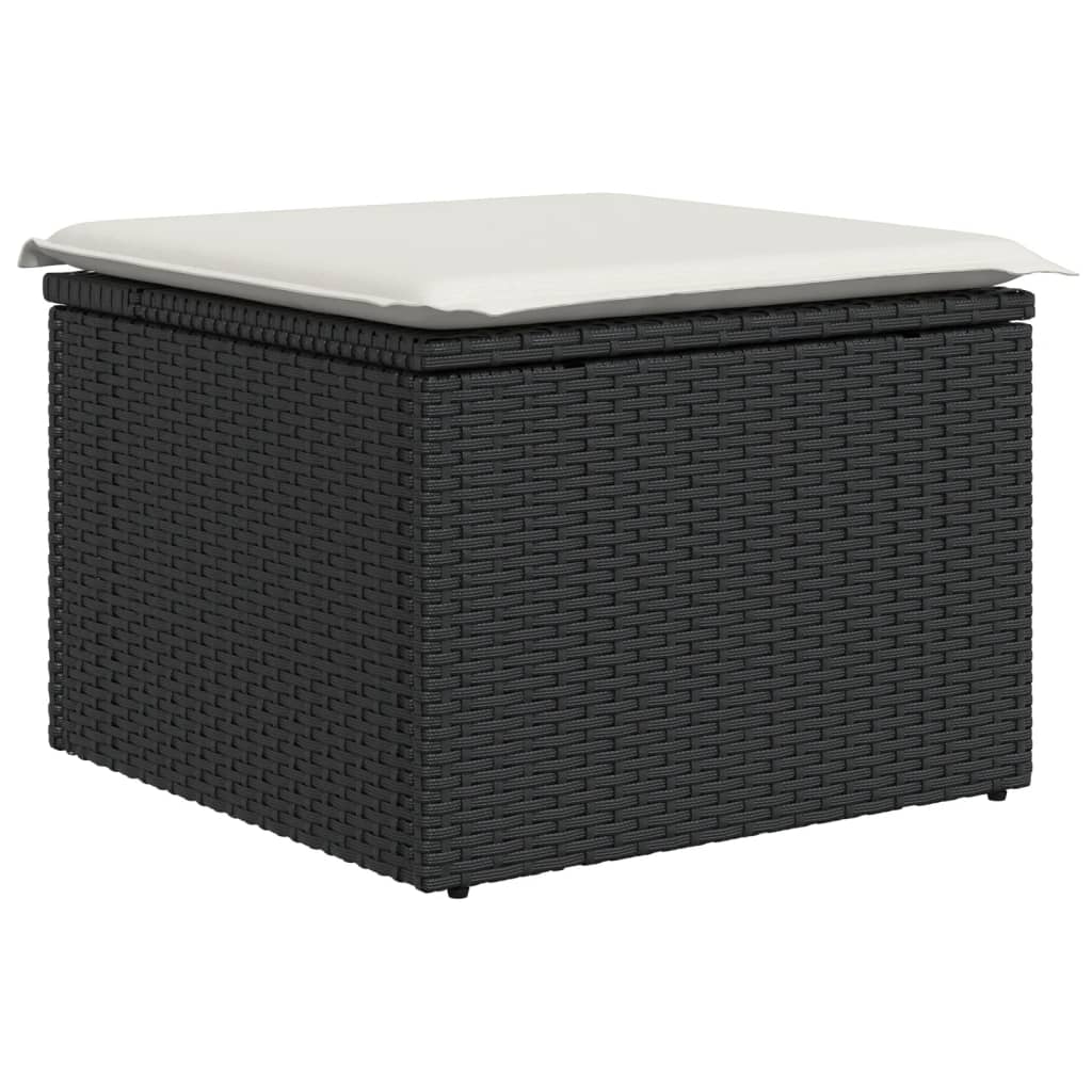 Set mobilier de grădină cu perne, 13 piese, negru, poliratan GartenMobel Dekor