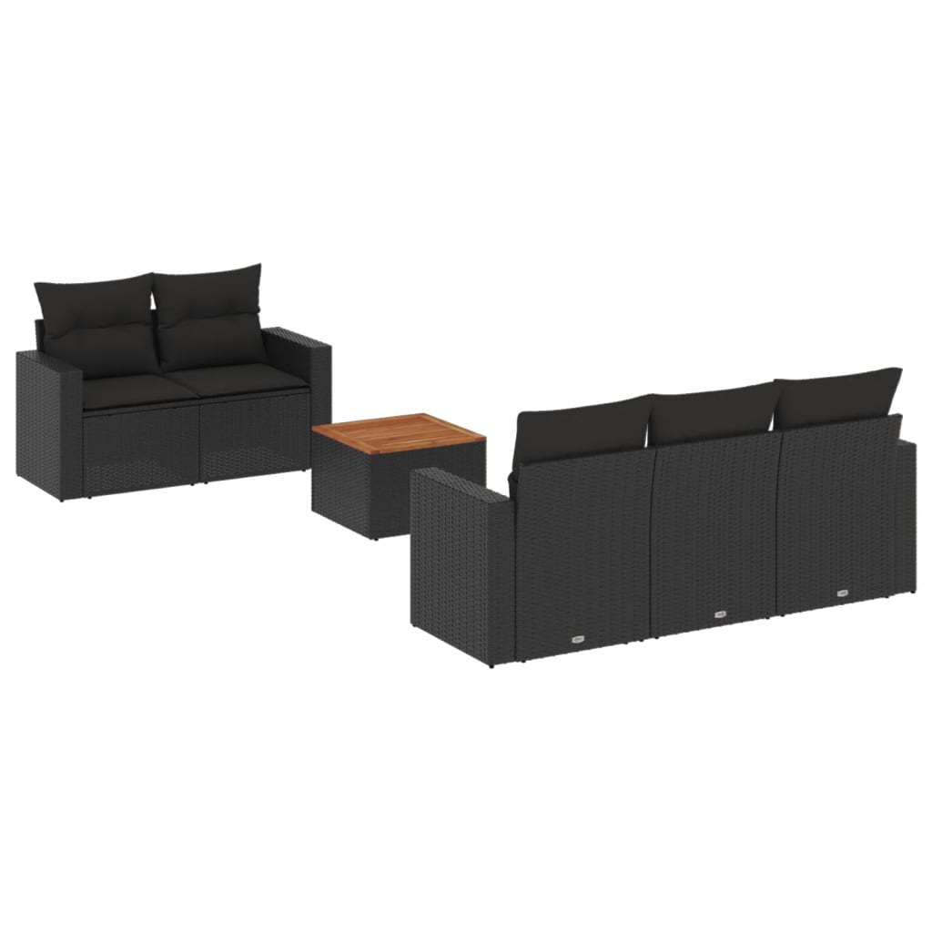 Set mobilier de grădină cu perne, 6 piese, negru, poliratan GartenMobel Dekor