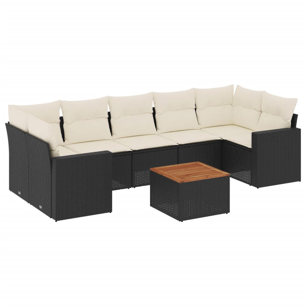 Set mobilier de grădină cu perne, 8 piese, negru, poliratan GartenMobel Dekor