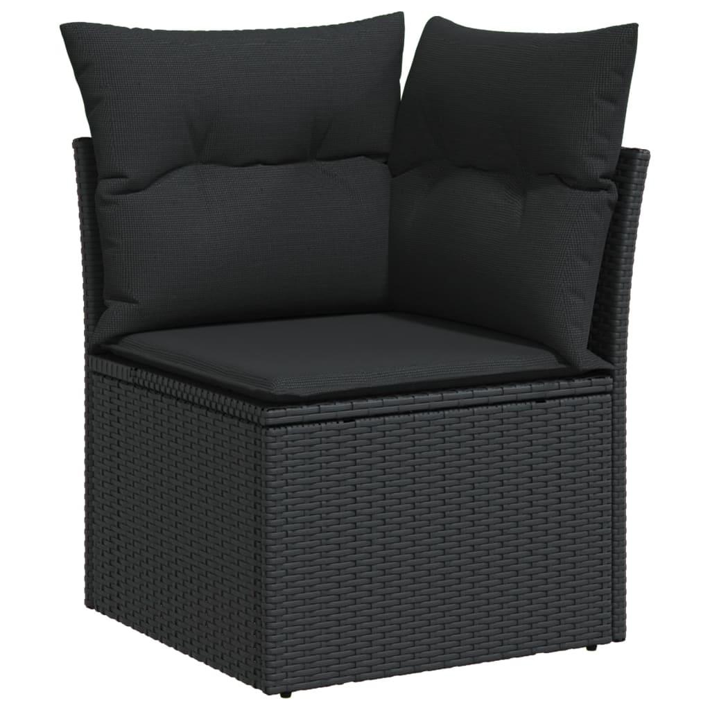 Set mobilier de grădină cu perne, 9 piese, negru, poliratan GartenMobel Dekor