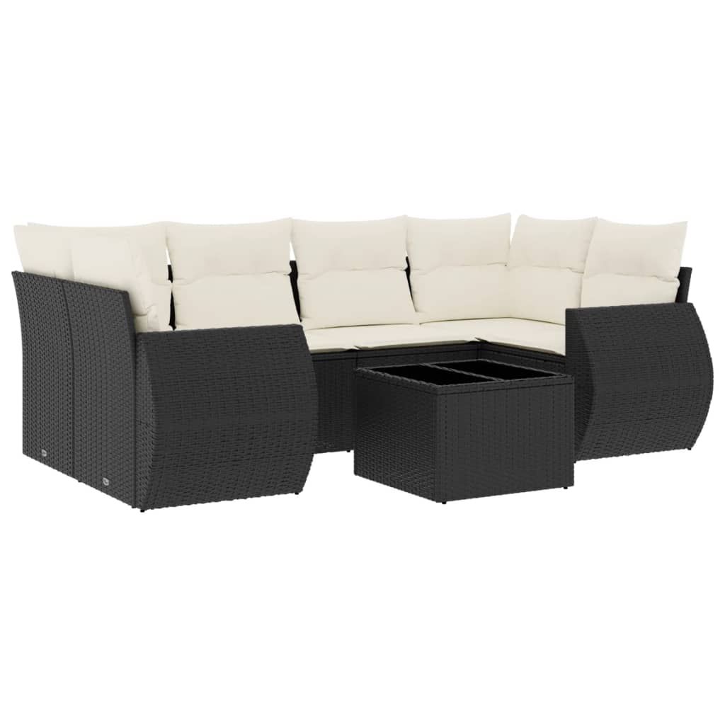 Set canapele de grădină cu perne, 7 piese, negru, poliratan GartenMobel Dekor