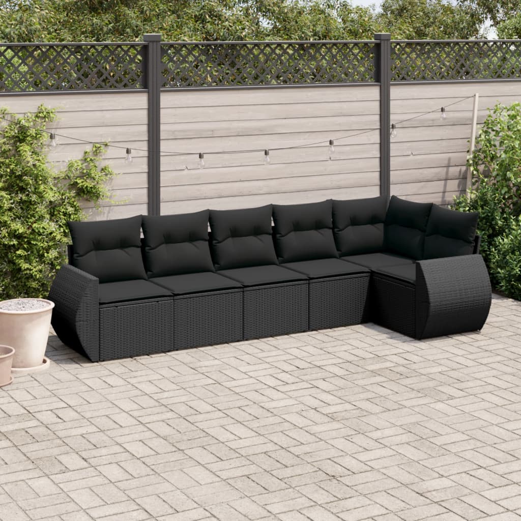 Set mobilier de grădină cu perne, 6 piese, negru, poliratan GartenMobel Dekor