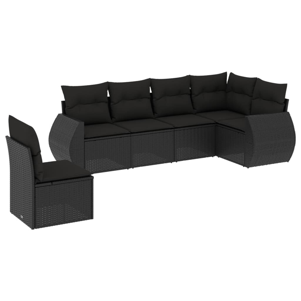 Set mobilier de grădină cu perne, 6 piese, negru, poliratan GartenMobel Dekor