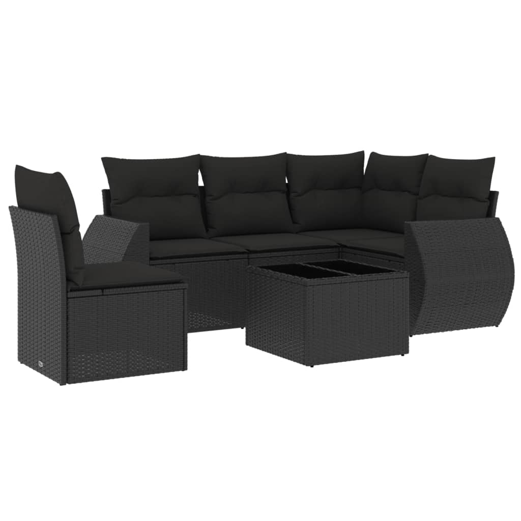 Set mobilier de grădină cu perne, 6 piese, negru, poliratan GartenMobel Dekor