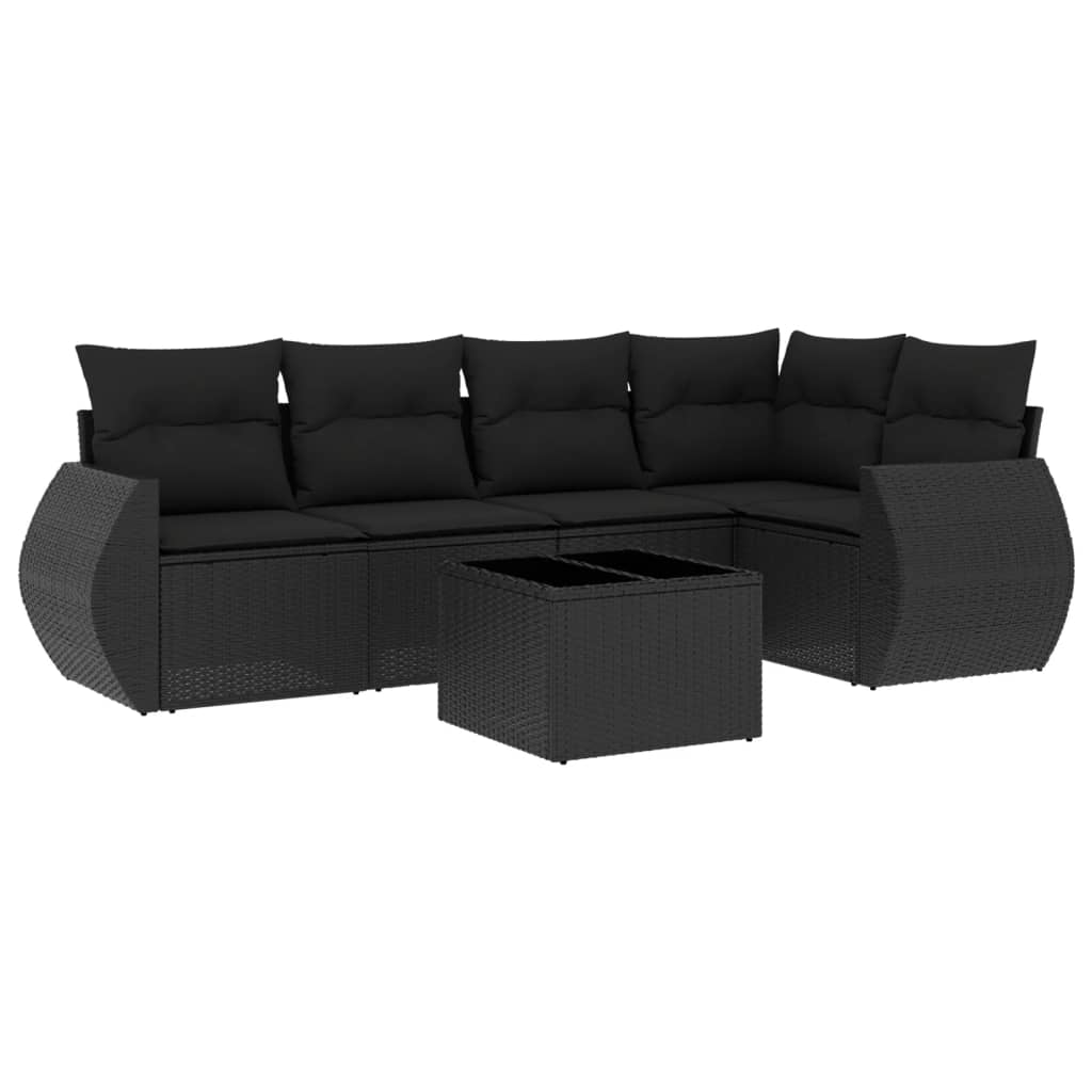 Set mobilier de grădină cu perne, 6 piese, negru, poliratan GartenMobel Dekor
