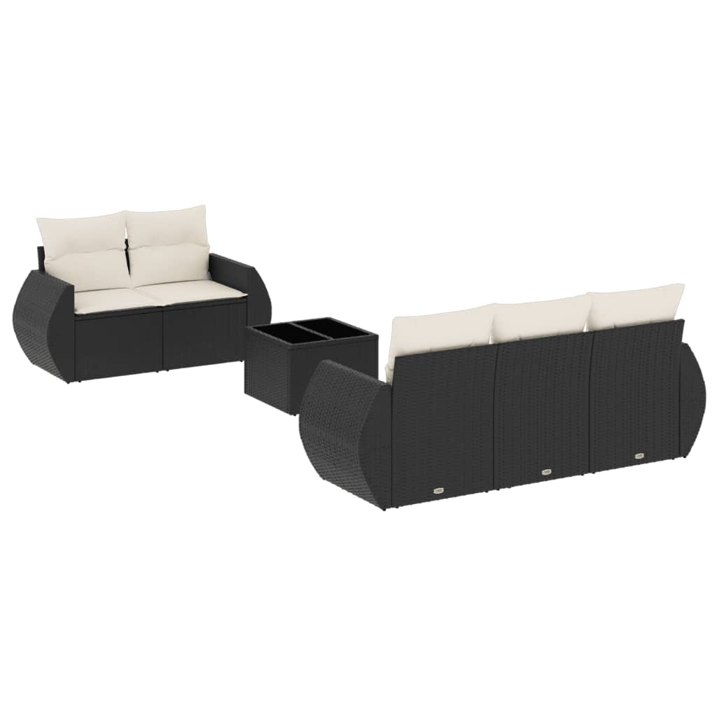 Set mobilier de grădină cu perne, 6 piese, negru, poliratan GartenMobel Dekor