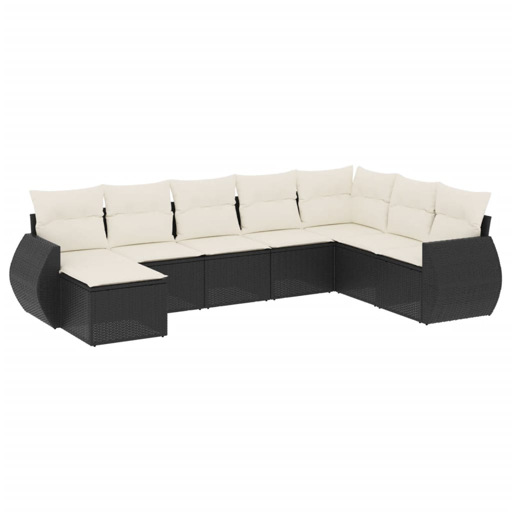 Set mobilier de grădină cu perne, 8 piese, negru, poliratan GartenMobel Dekor