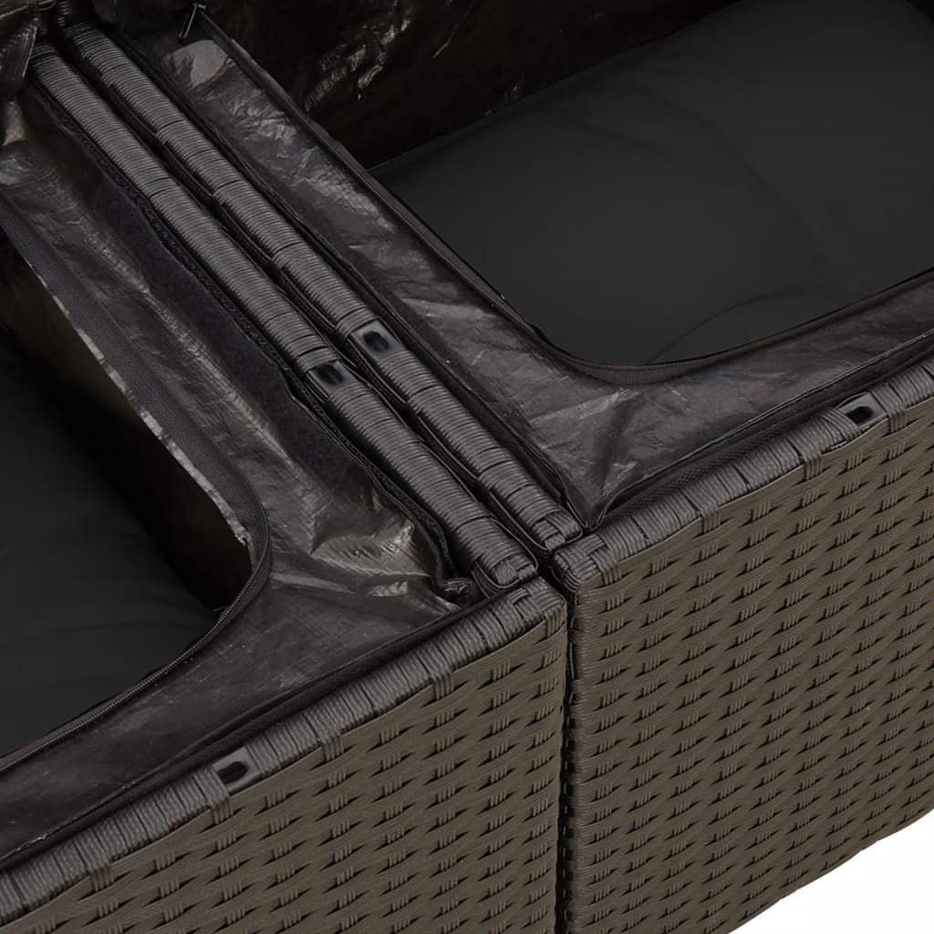 Set mobilier de grădină cu perne, 8 piese, negru, poliratan GartenMobel Dekor