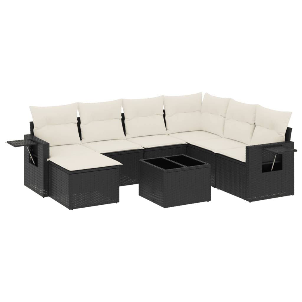 Set mobilier de grădină cu perne, 8 piese, negru, poliratan GartenMobel Dekor
