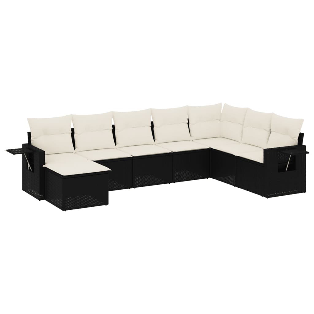 Set mobilier de grădină cu perne, 8 piese, negru, poliratan GartenMobel Dekor