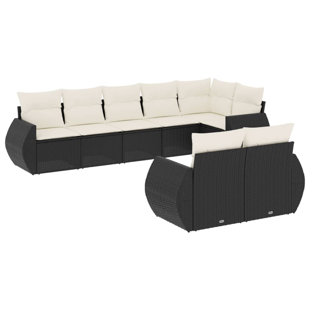 Set mobilier de grădină cu perne, 8 piese, negru, poliratan GartenMobel Dekor