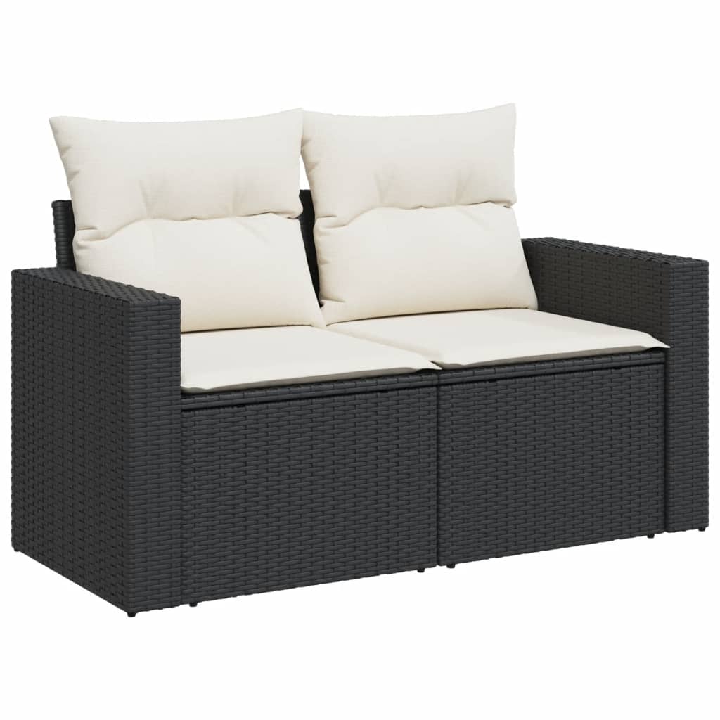 Set canapele de grădină cu perne, 11 piese, negru, poliratan GartenMobel Dekor