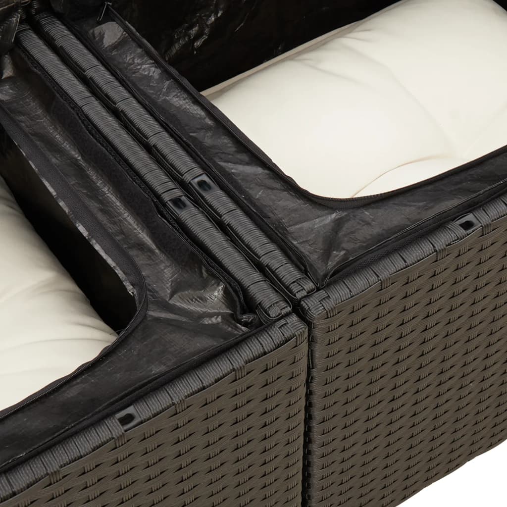Set canapele de grădină cu perne, 11 piese, negru, poliratan GartenMobel Dekor