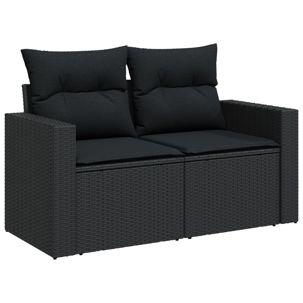 Set canapele de grădină cu perne, 11 piese, negru, poliratan GartenMobel Dekor