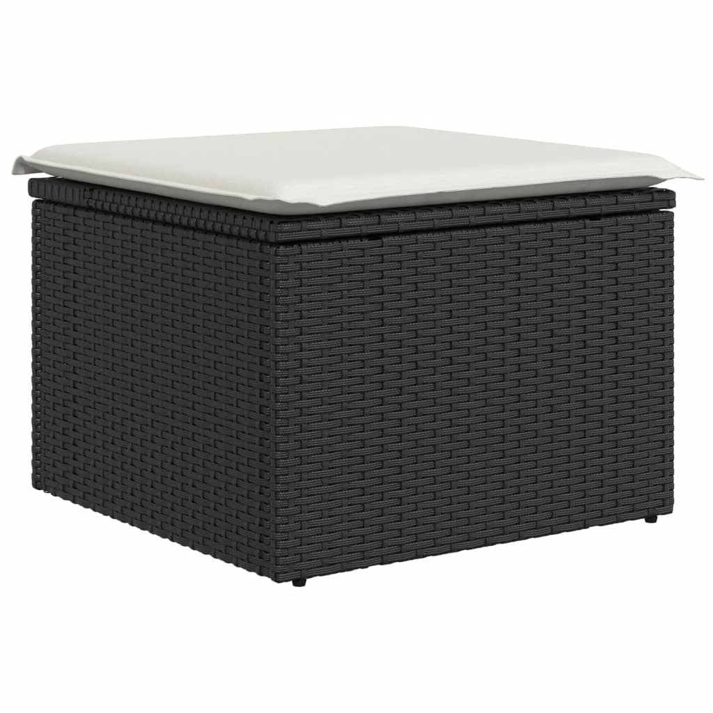 Set canapele de grădină cu perne, 11 piese, negru, poliratan GartenMobel Dekor