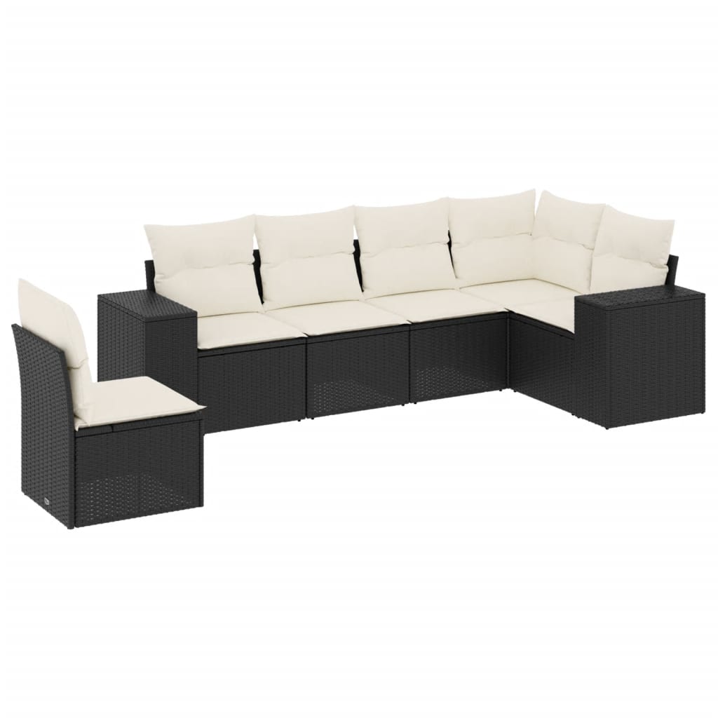 Set mobilier de grădină cu perne, 6 piese, negru, poliratan GartenMobel Dekor