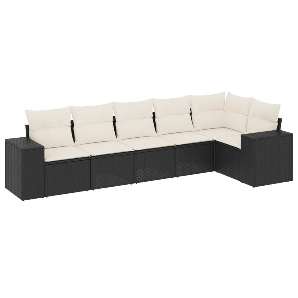 Set mobilier de grădină cu perne, 6 piese, negru, poliratan GartenMobel Dekor