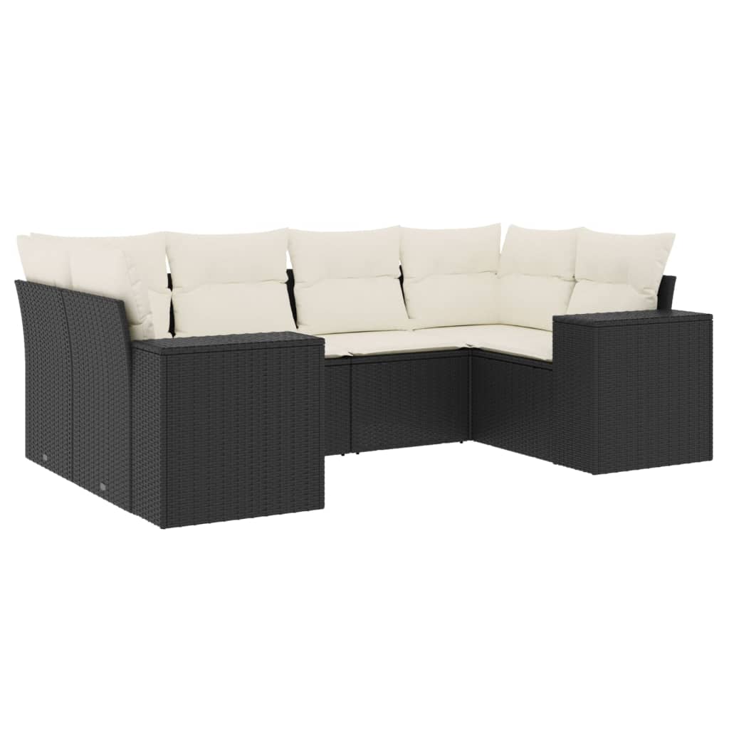 Set mobilier de grădină cu perne, 6 piese, negru, poliratan GartenMobel Dekor