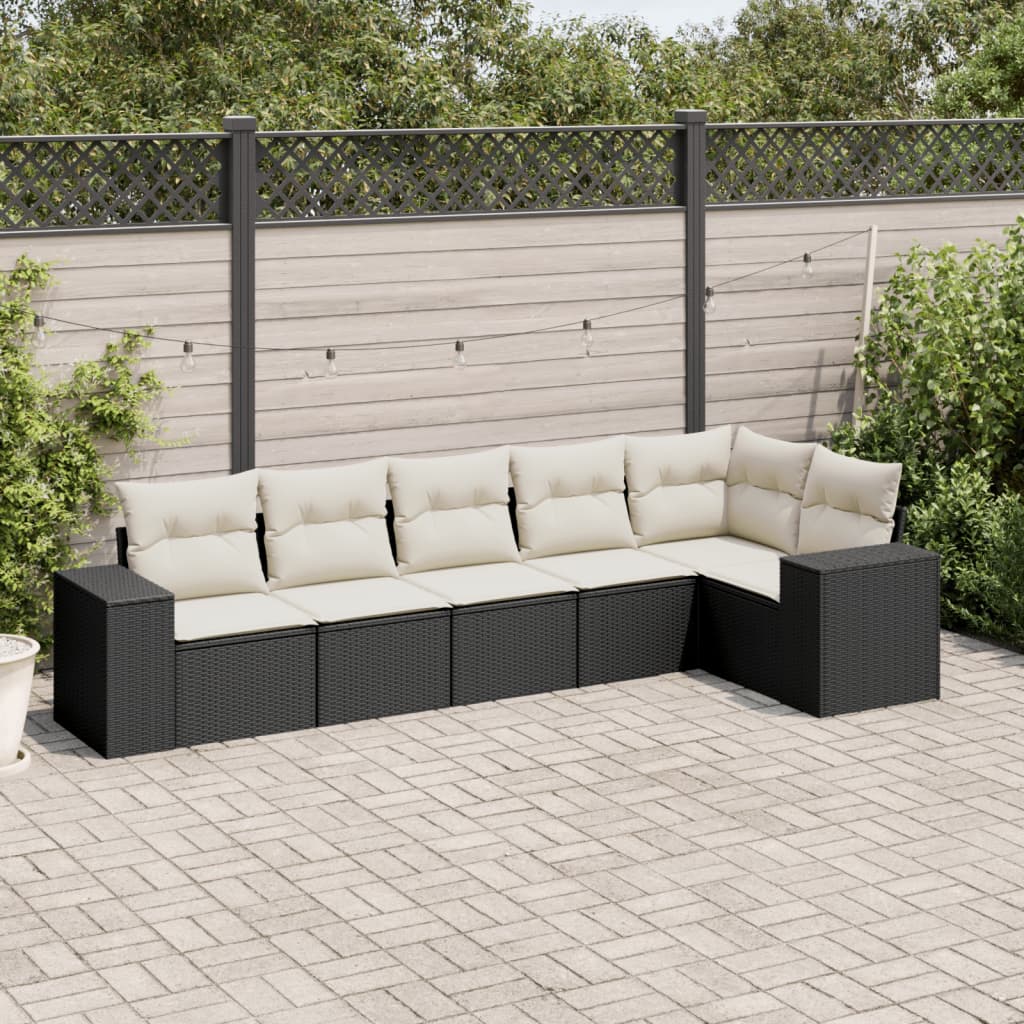 Set mobilier de grădină cu perne, 6 piese, negru, poliratan GartenMobel Dekor