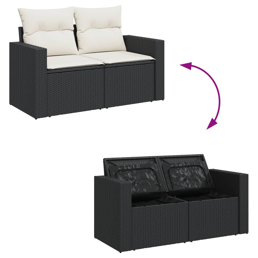 Set mobilier de grădină cu perne, 13 piese, negru, poliratan GartenMobel Dekor