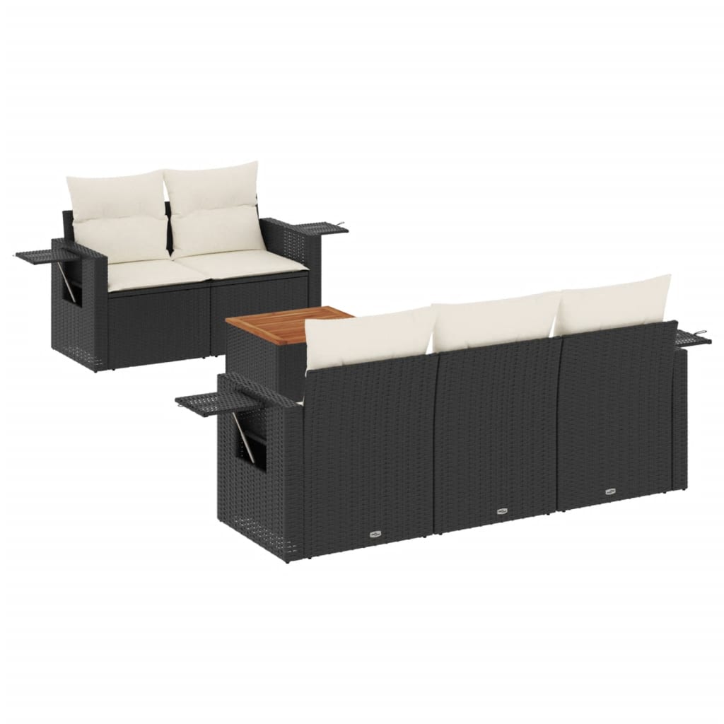 Set mobilier de grădină cu perne, 6 piese, negru, poliratan GartenMobel Dekor