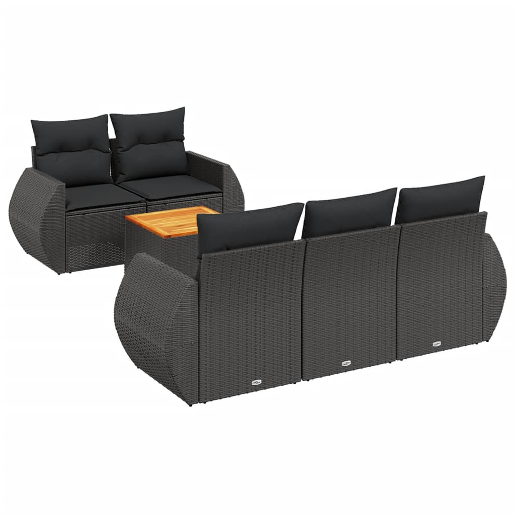 Set mobilier de grădină cu perne, 6 piese, negru, poliratan GartenMobel Dekor