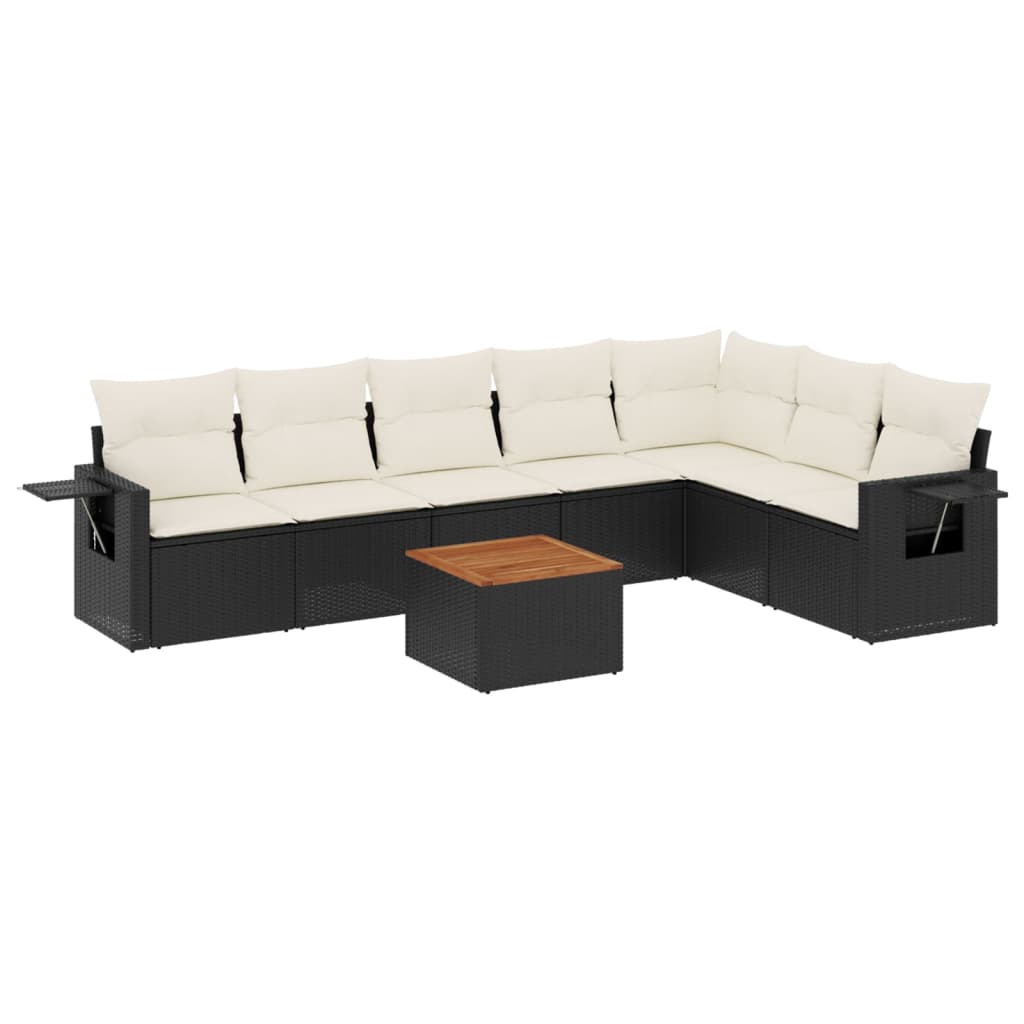Set mobilier de grădină cu perne, 8 piese, negru, poliratan GartenMobel Dekor