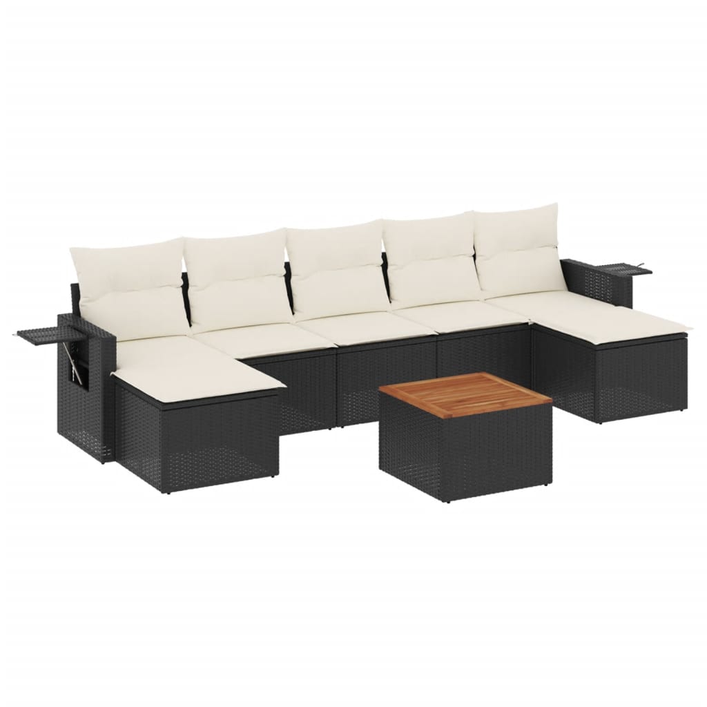 Set mobilier de grădină cu perne, 8 piese, negru, poliratan GartenMobel Dekor