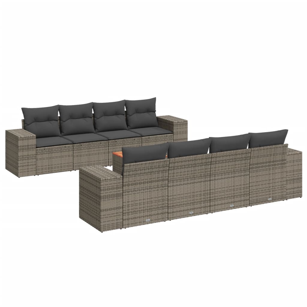 Set canapele de grădină, 9 piese, cu perne, gri, poliratan GartenMobel Dekor