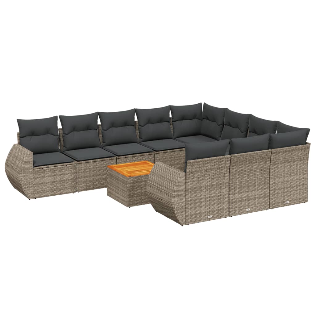 Set canapele de grădină cu perne, 11 piese, gri, poliratan GartenMobel Dekor