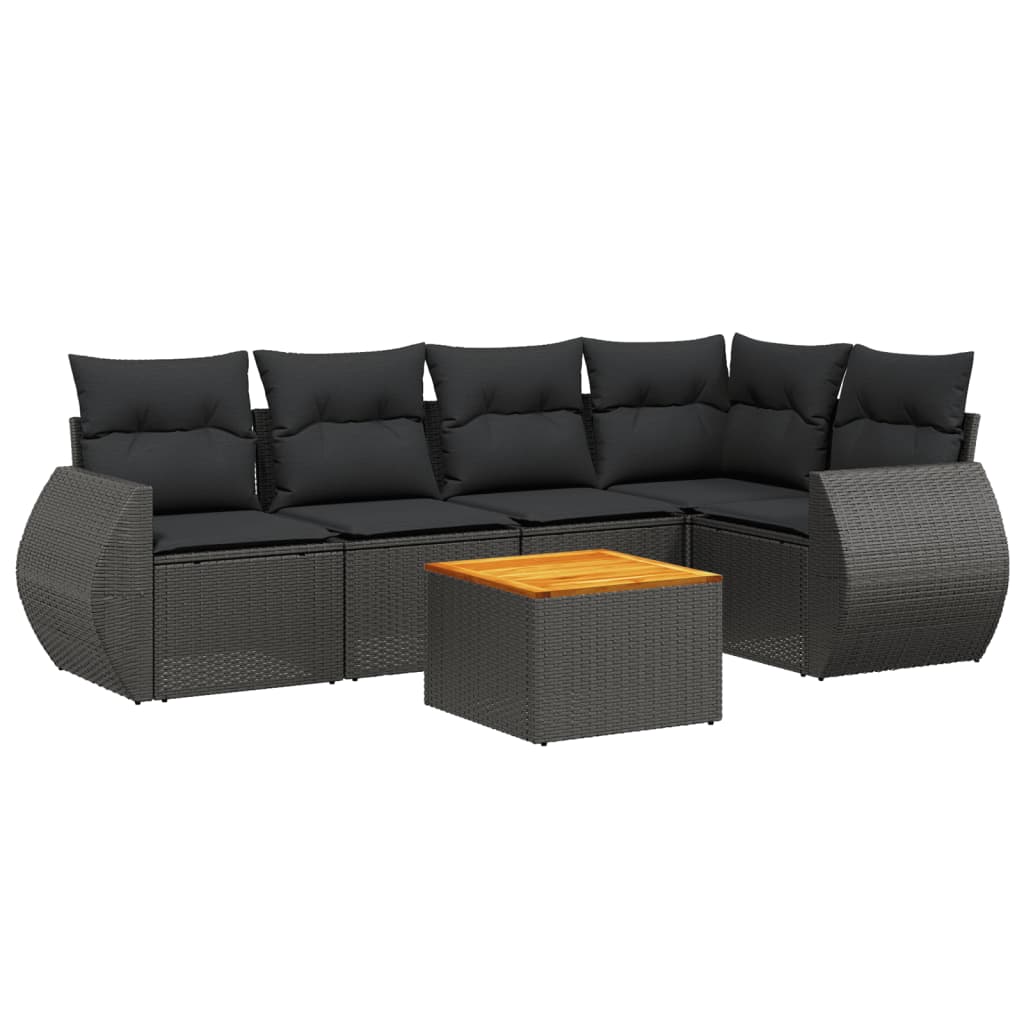 Set mobilier de grădină cu perne, 6 piese, negru, poliratan GartenMobel Dekor