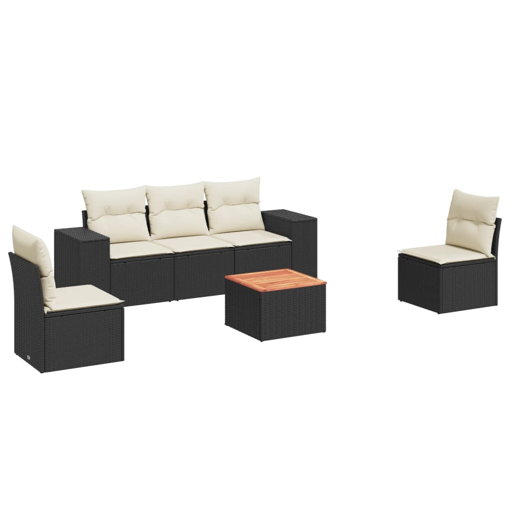 Set mobilier de grădină cu perne, 6 piese, negru, poliratan GartenMobel Dekor