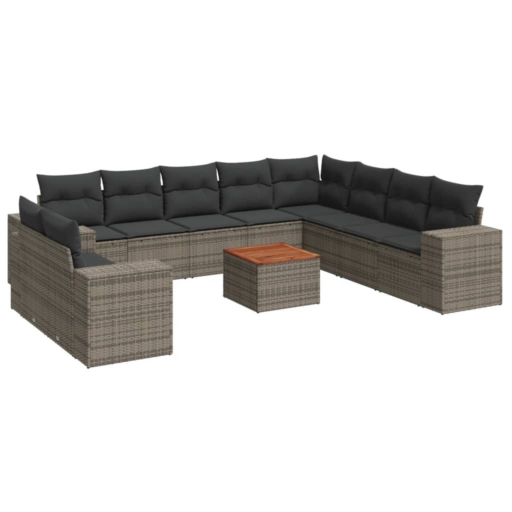 Set canapele de grădină cu perne, 11 piese, gri, poliratan GartenMobel Dekor