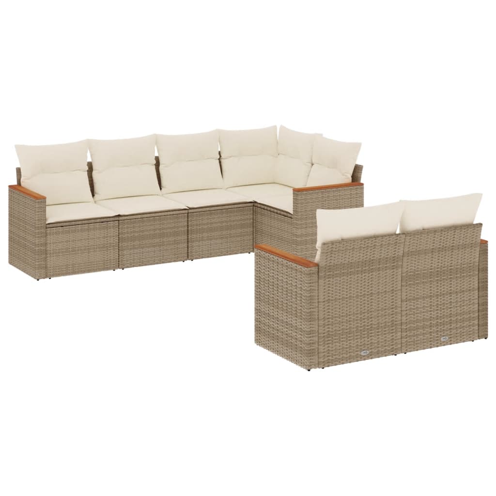 Set canapele de grădină, 7 piese, cu perne, bej, poliratan GartenMobel Dekor