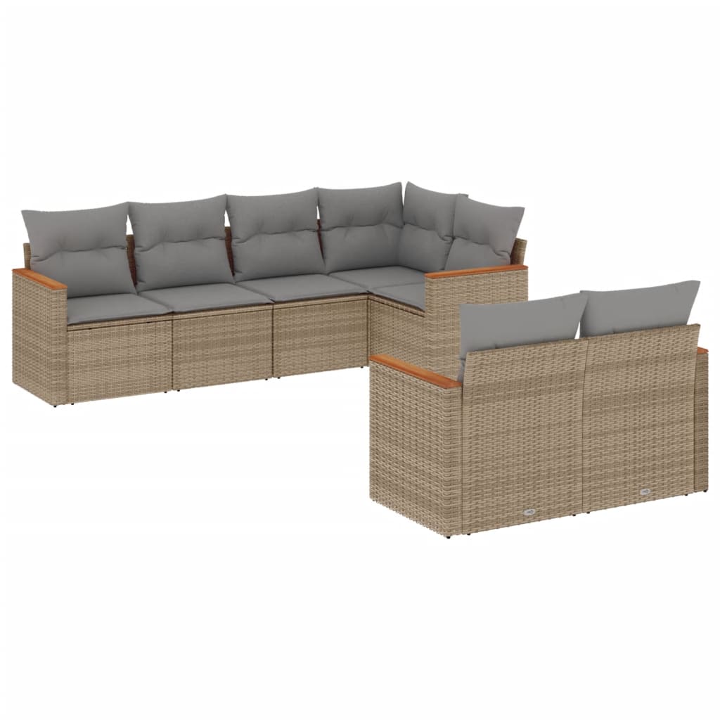 Set canapele de grădină, 7 piese, cu perne, bej, poliratan GartenMobel Dekor