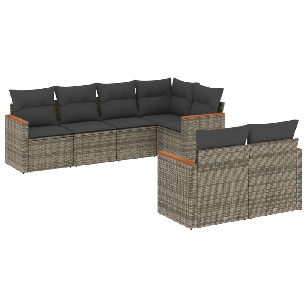 Set canapele de grădină, 7 piese, cu perne, gri, poliratan GartenMobel Dekor