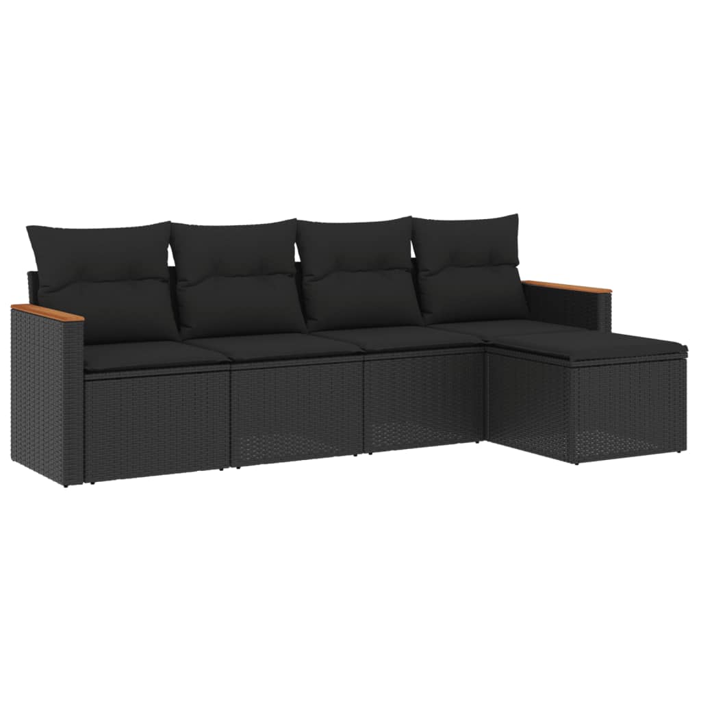 Set mobilier de grădină cu perne, 5 piese, negru, poliratan GartenMobel Dekor