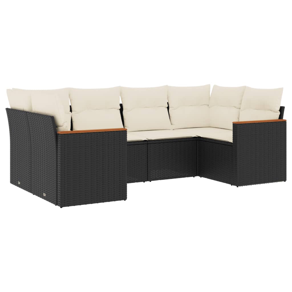 Set mobilier de grădină cu perne, 6 piese, negru, poliratan GartenMobel Dekor
