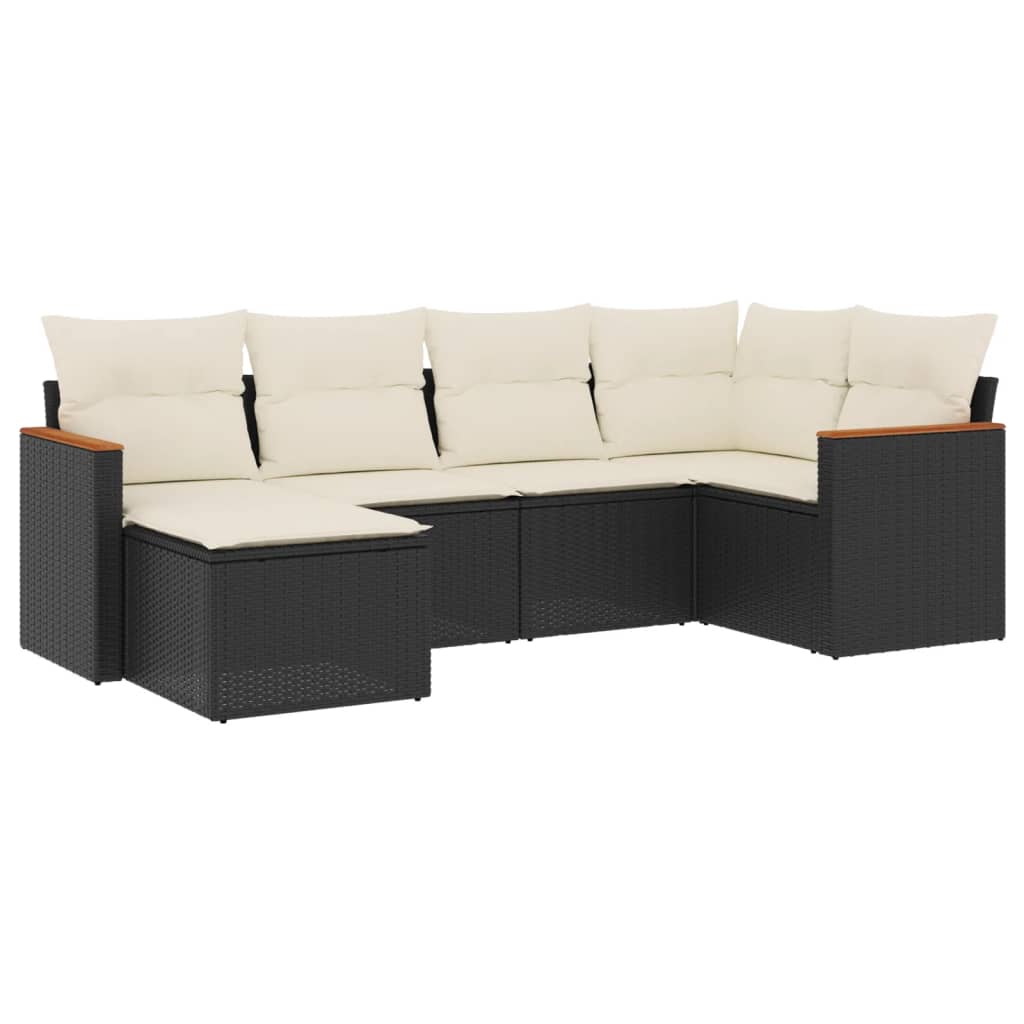 Set mobilier de grădină cu perne, 6 piese, negru, poliratan GartenMobel Dekor