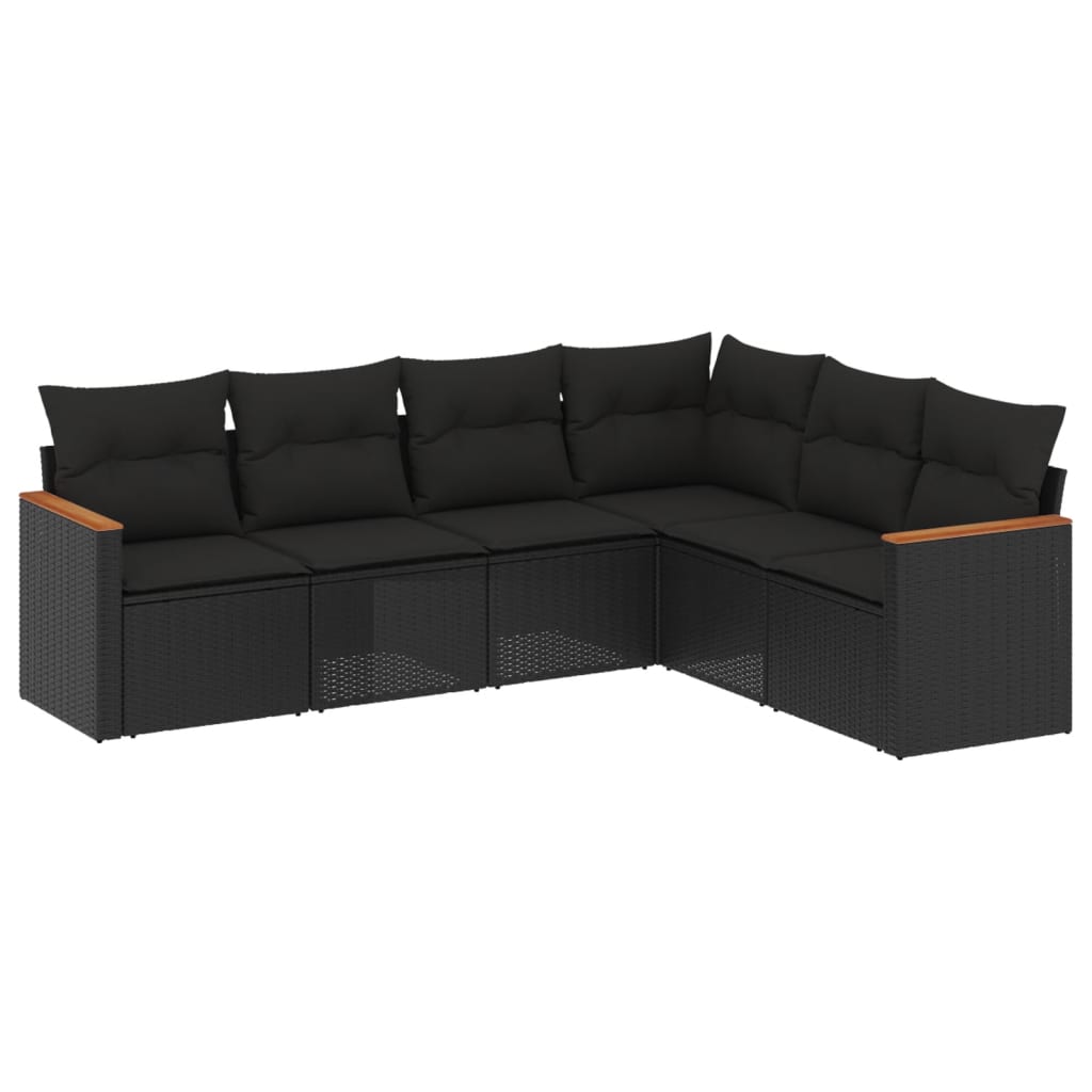 Set mobilier de grădină cu perne, 6 piese, negru, poliratan GartenMobel Dekor
