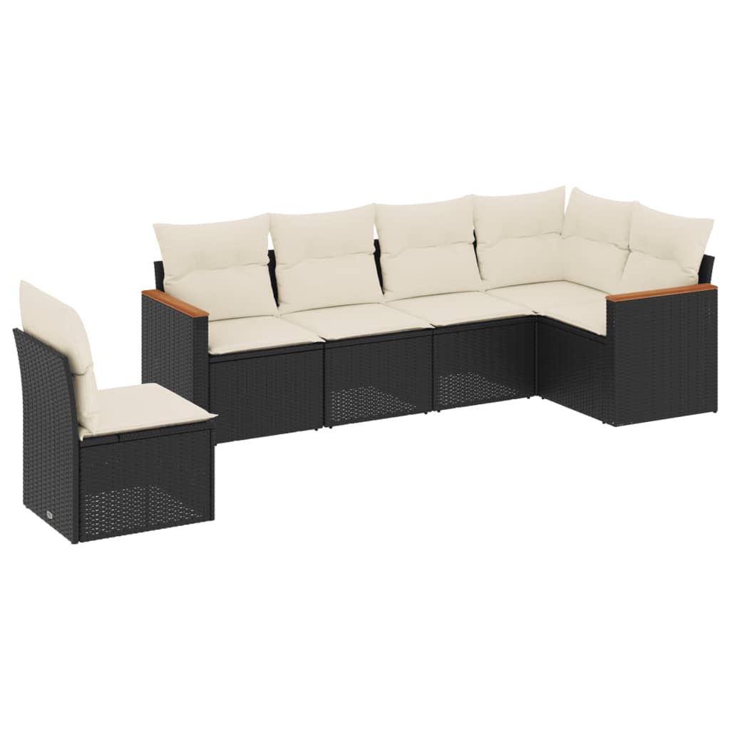 Set mobilier de grădină cu perne, 6 piese, negru, poliratan GartenMobel Dekor