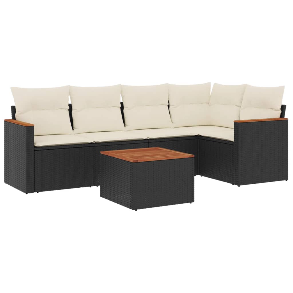 Set mobilier de grădină cu perne, 6 piese, negru, poliratan GartenMobel Dekor